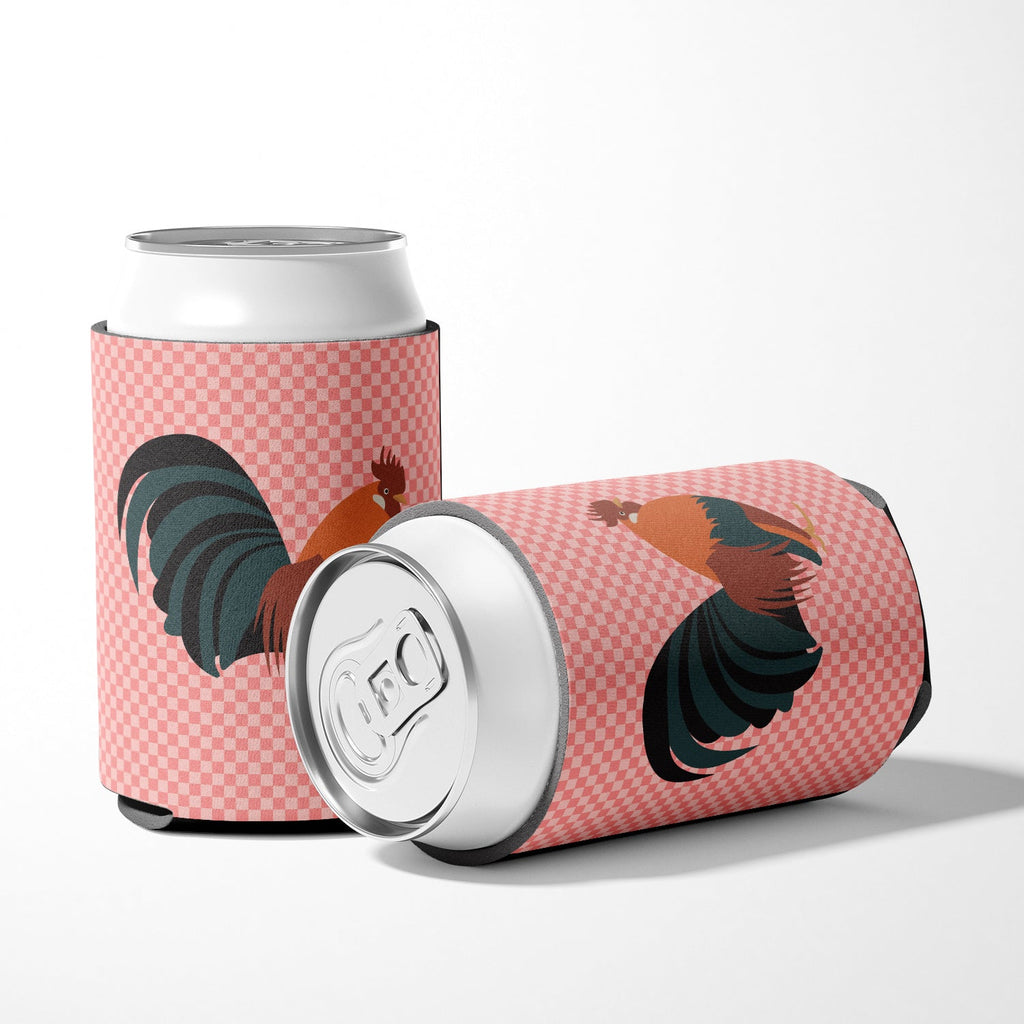 Dutch Bantam Chicken Pink Check Can or Bottle Hugger Cooler Sleeve for Standard 12 oz Cans, Insulated Foam Beer & Soda Can Hugger Reusable
