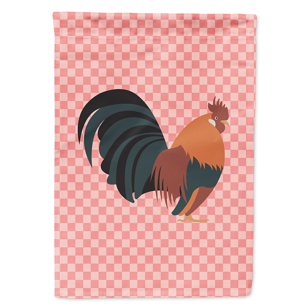 Dutch Bantam Chicken Pink Check House Flag 28x40 Porch Sleeve Pole Decorative Outside Yard Banner Artwork Wall Hanging, Polyester