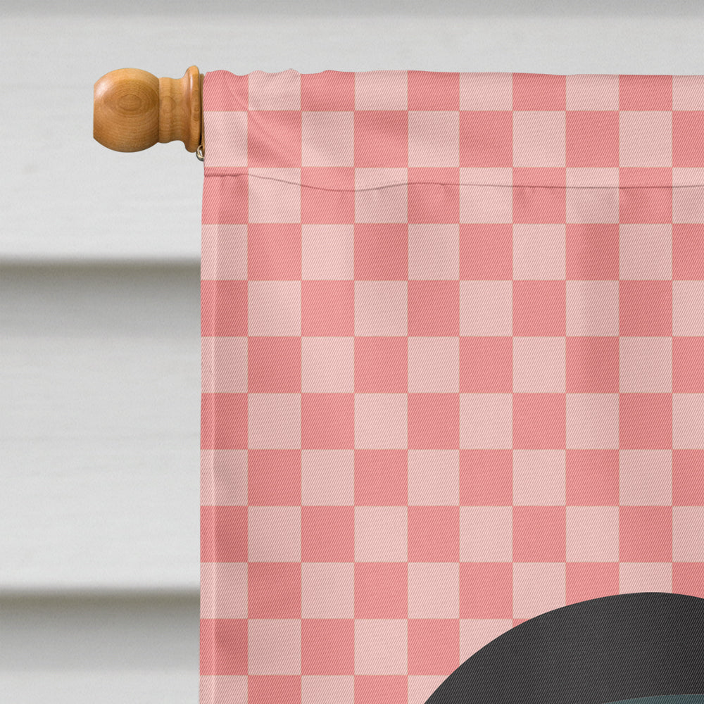 Dutch Bantam Chicken Pink Check House Flag 28x40 Porch Sleeve Pole Decorative Outside Yard Banner Artwork Wall Hanging, Polyester