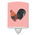 Dutch Bantam Chicken Pink Check Ceramic Night Light Compact, UL-Certified, Ideal for Bedroom, Bathroom, Nursery, Hallway, Kitchen, 6x4x3, Multicolor