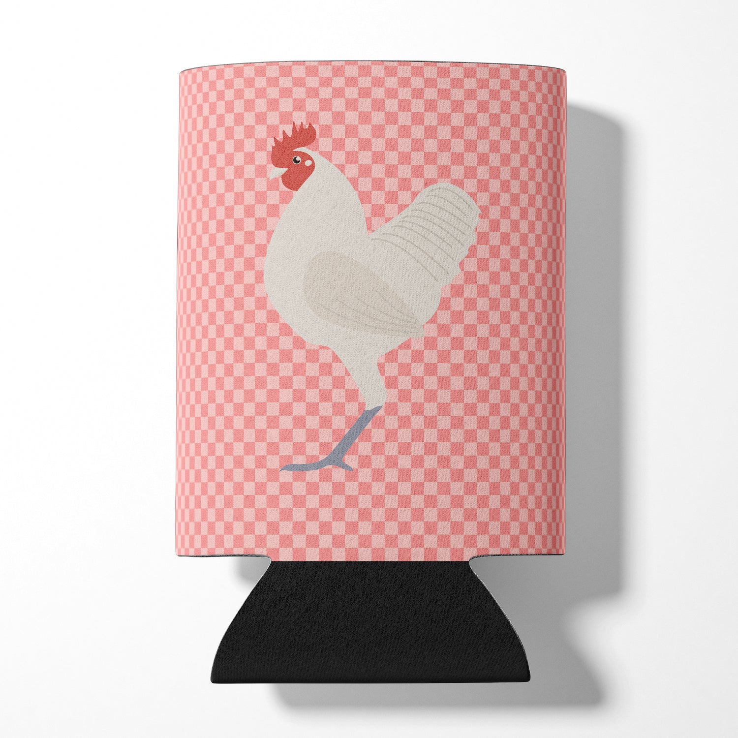 German Langshan Chicken Pink Check Can or Bottle Hugger Cooler Sleeve for Standard 12 oz Cans, Insulated Foam Beer & Soda Can Hugger Reusable