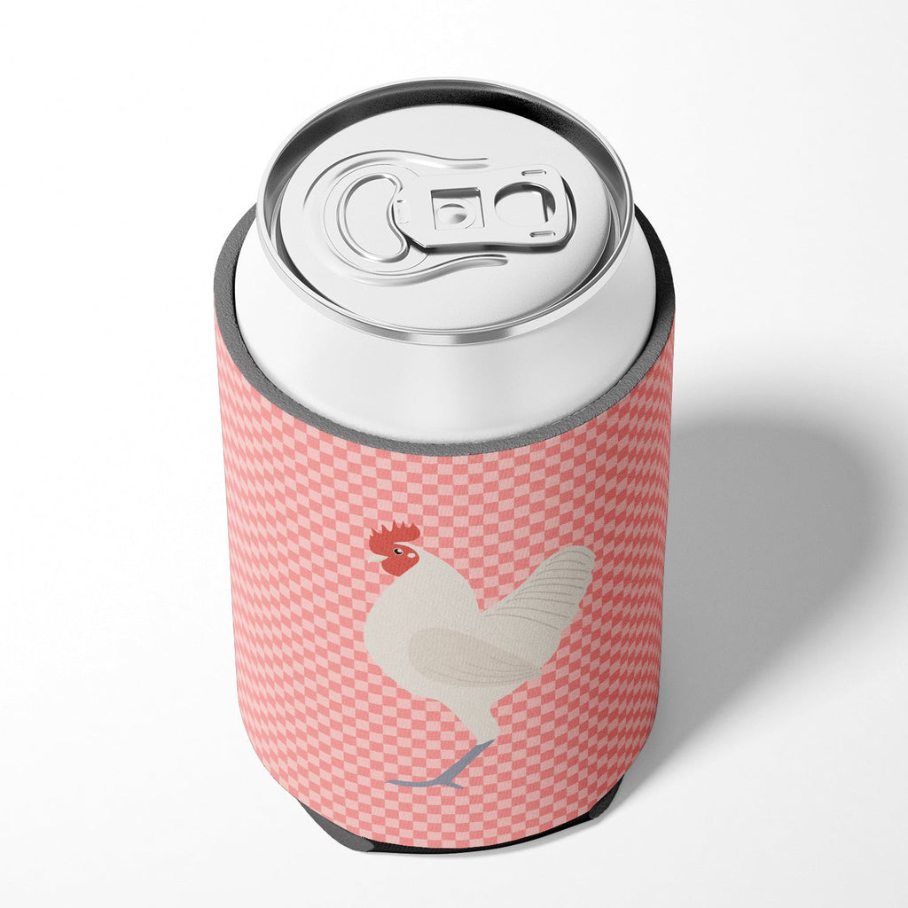 German Langshan Chicken Pink Check Can or Bottle Hugger Cooler Sleeve for Standard 12 oz Cans, Insulated Foam Beer & Soda Can Hugger Reusable