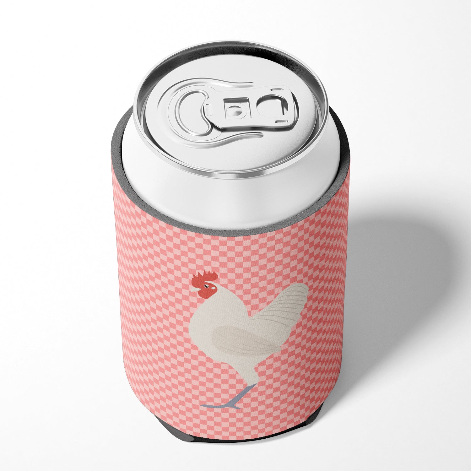 German Langshan Chicken Pink Check Can or Bottle Hugger Cooler Sleeve for Standard 12 oz Cans, Insulated Foam Beer & Soda Can Hugger Reusable