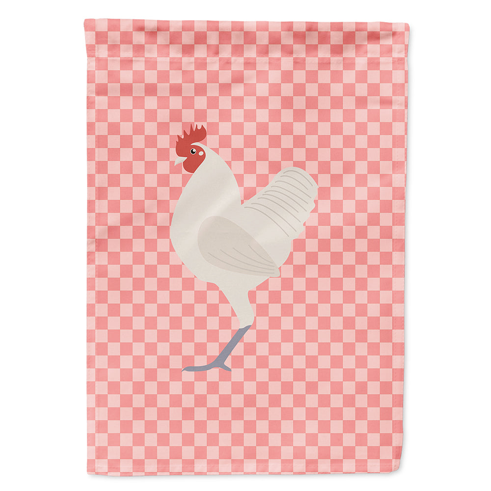 German Langshan Chicken Pink Check House Flag 28x40 Porch Sleeve Pole Decorative Outside Yard Banner Artwork Wall Hanging, Polyester