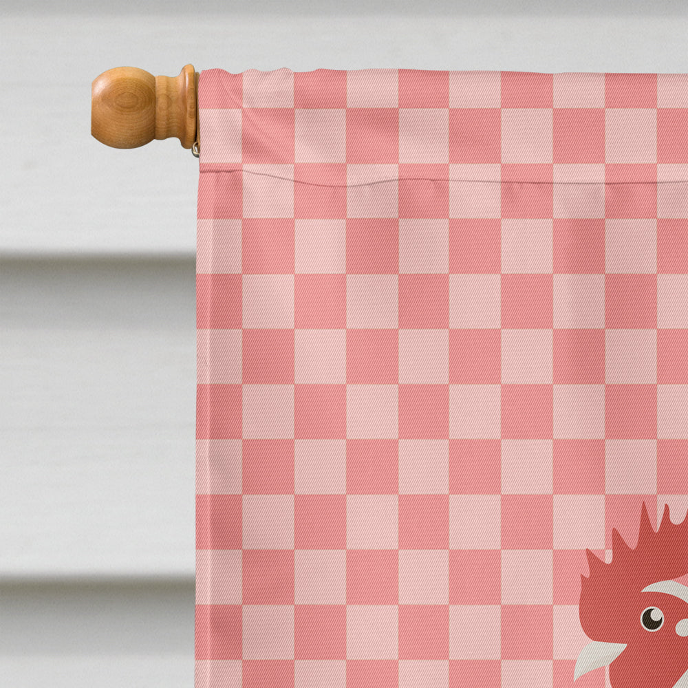 German Langshan Chicken Pink Check House Flag 28x40 Porch Sleeve Pole Decorative Outside Yard Banner Artwork Wall Hanging, Polyester
