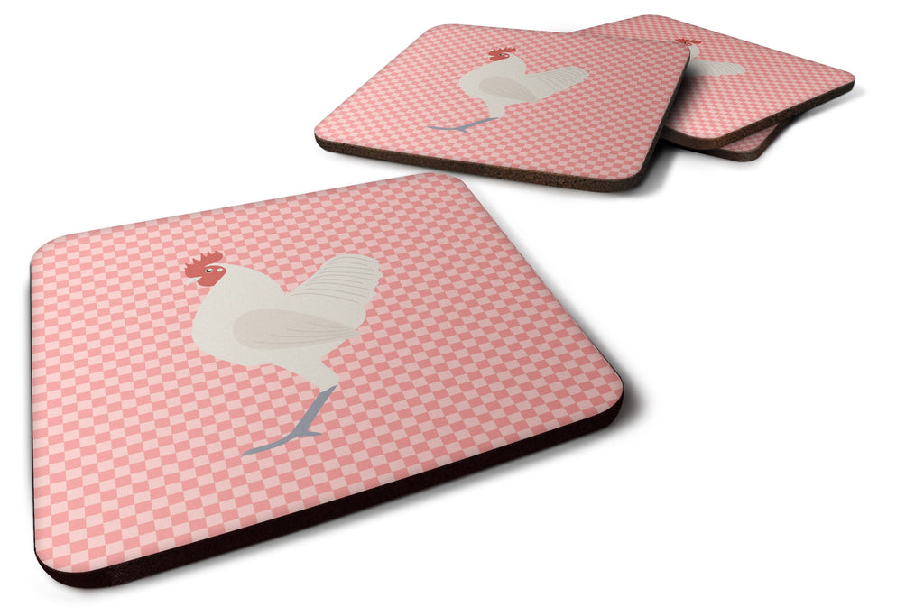 German Langshan Chicken Pink Check Foam Coasters Set of 4 Cup Coasters for Indoor Outdoor, Tabletop Protection, Anti Slip, Mouse pad Material