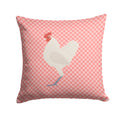 German Langshan Chicken Pink Check Decorative Throw Pillow 14x14 Indoor Outdoor Accent Cushion, Fabric Cover with Insert for Sofa, Bed, Porch & Living Room