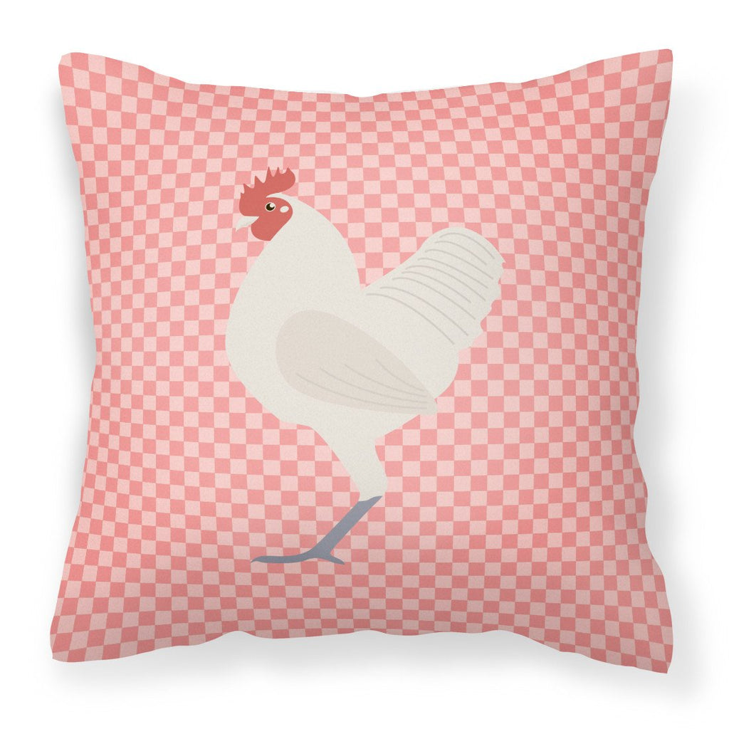 German Langshan Chicken Pink Check Decorative Throw Pillow 18x18 Indoor Outdoor Accent Cushion, Fabric Cover with Insert for Sofa, Bed, Porch & Living Room