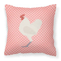 German Langshan Chicken Pink Check Decorative Throw Pillow 18x18 Indoor Outdoor Accent Cushion, Fabric Cover with Insert for Sofa, Bed, Porch & Living Room