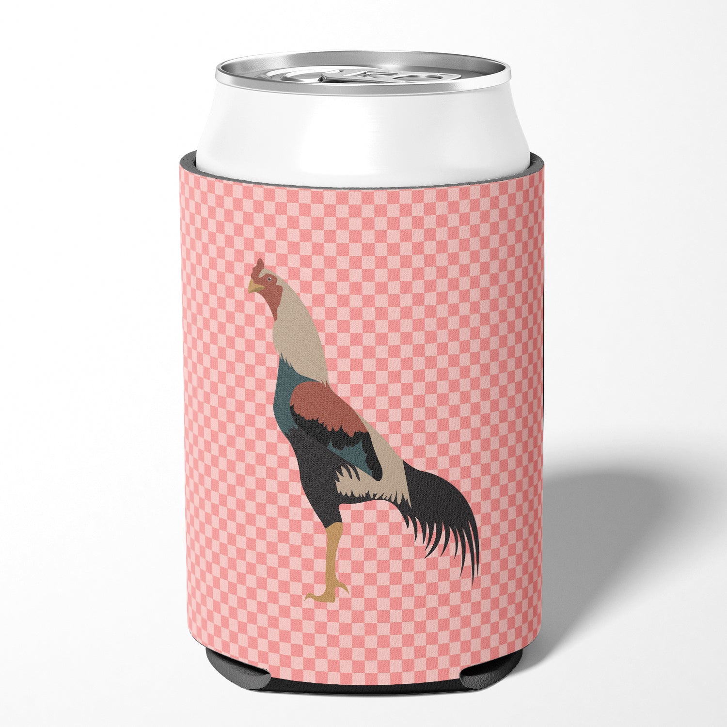 Kulang Chicken Pink Check Can or Bottle Hugger Cooler Sleeve for Standard 12 oz Cans, Insulated Foam Beer & Soda Can Hugger Reusable