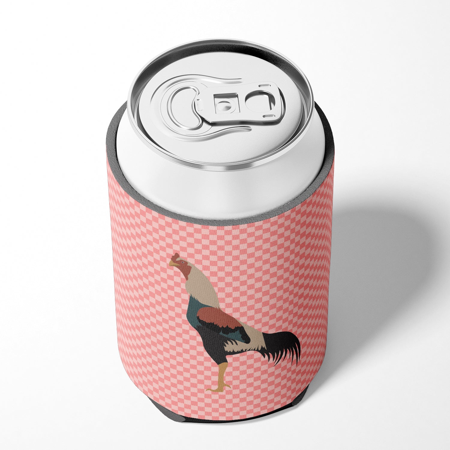 Kulang Chicken Pink Check Can or Bottle Hugger Cooler Sleeve for Standard 12 oz Cans, Insulated Foam Beer & Soda Can Hugger Reusable