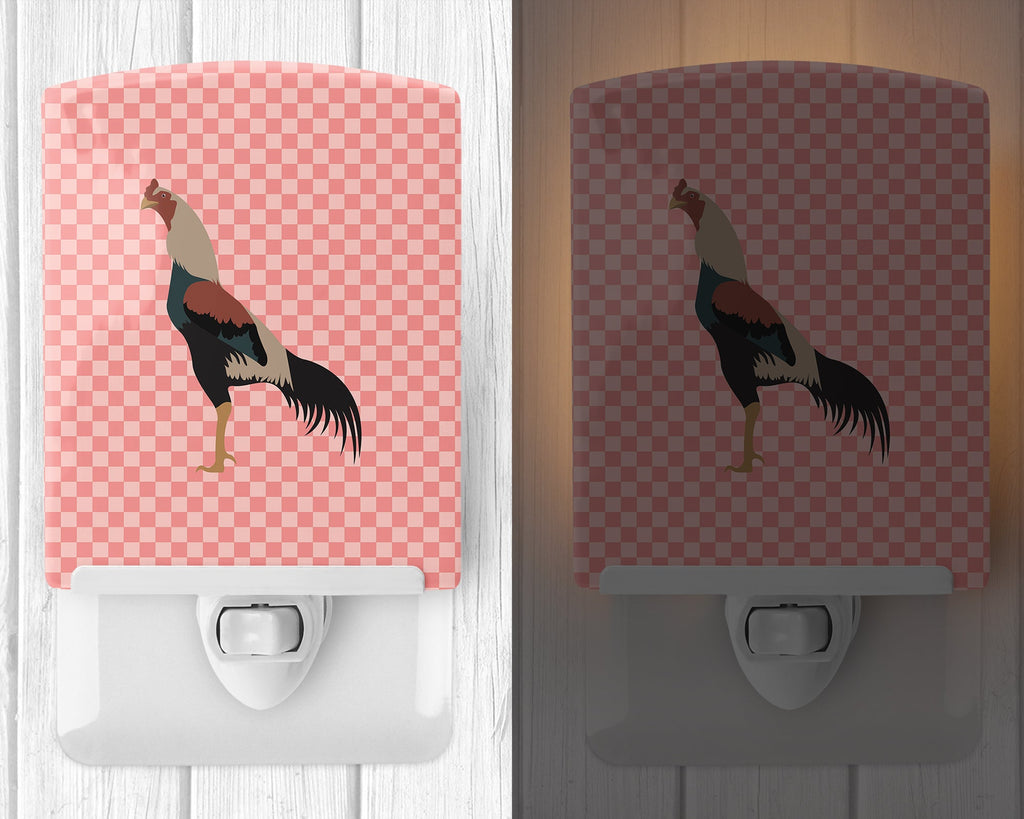 Kulang Chicken Pink Check Ceramic Night Light Compact, UL-Certified, Ideal for Bedroom, Bathroom, Nursery, Hallway, Kitchen, 6x4x3, Multicolor
