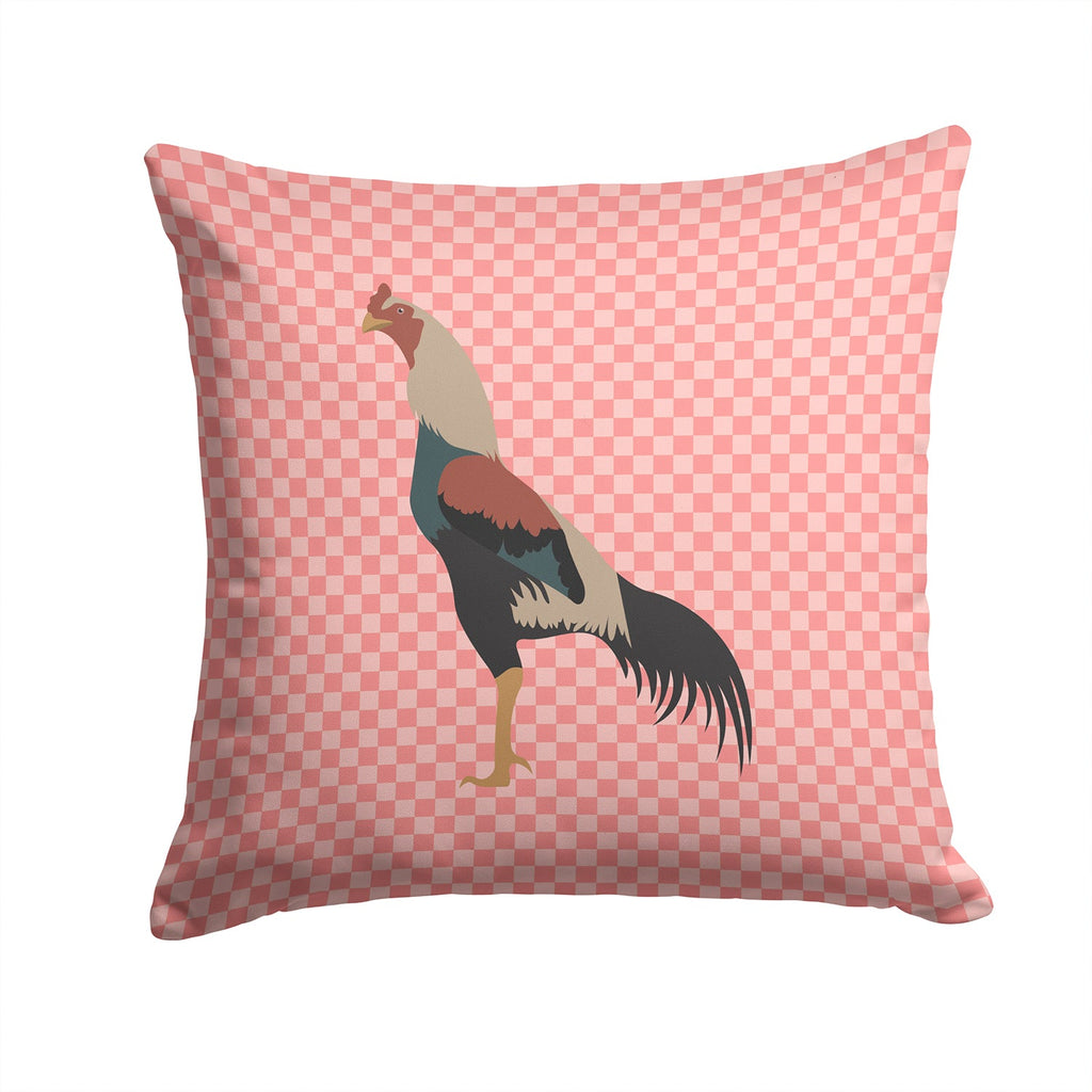 Kulang Chicken Pink Check Decorative Throw Pillow 14x14 Indoor Outdoor Accent Cushion, Fabric Cover with Insert for Sofa, Bed, Porch & Living Room