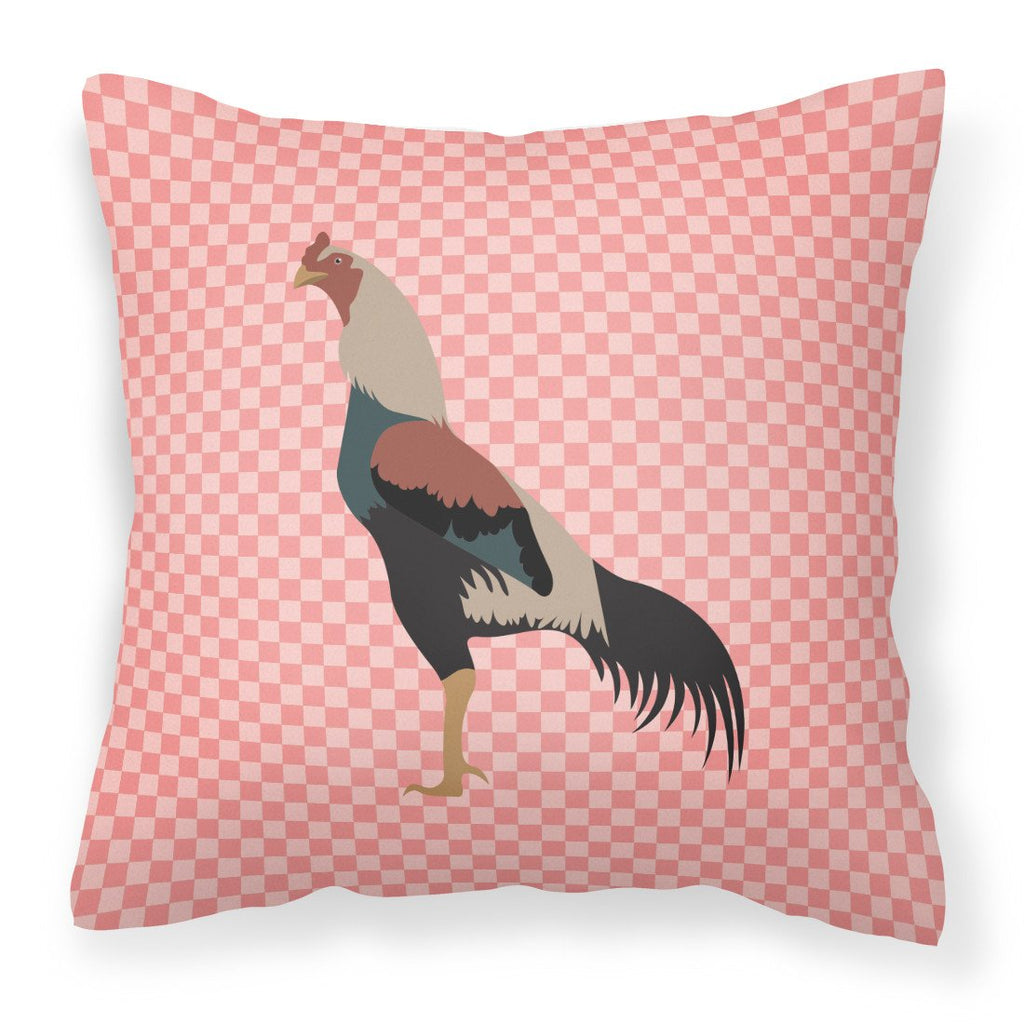 Kulang Chicken Pink Check Decorative Throw Pillow 18x18 Indoor Outdoor Accent Cushion, Fabric Cover with Insert for Sofa, Bed, Porch & Living Room