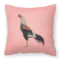 Kulang Chicken Pink Check Decorative Throw Pillow 18x18 Indoor Outdoor Accent Cushion, Fabric Cover with Insert for Sofa, Bed, Porch & Living Room