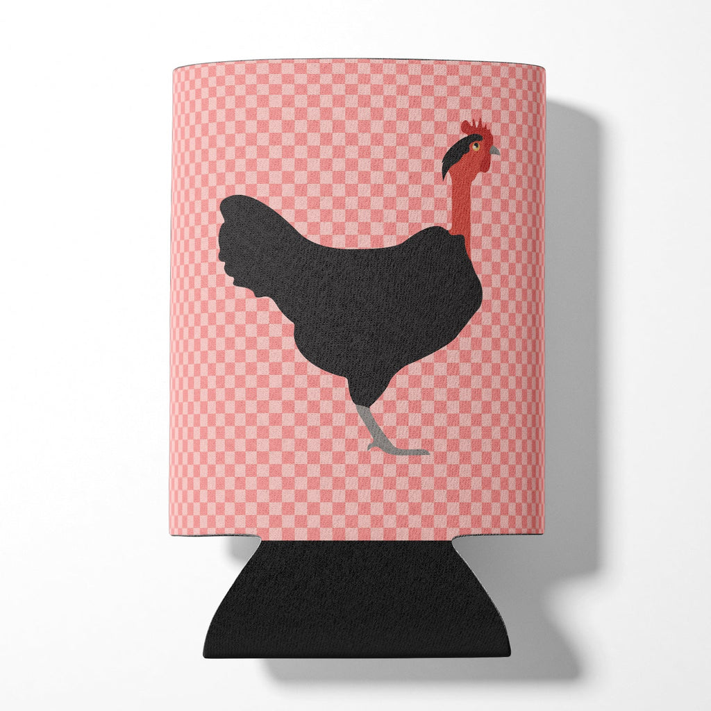 Naked Neck Chicken Pink Check Can or Bottle Hugger Cooler Sleeve for Standard 12 oz Cans, Insulated Foam Beer & Soda Can Hugger Reusable