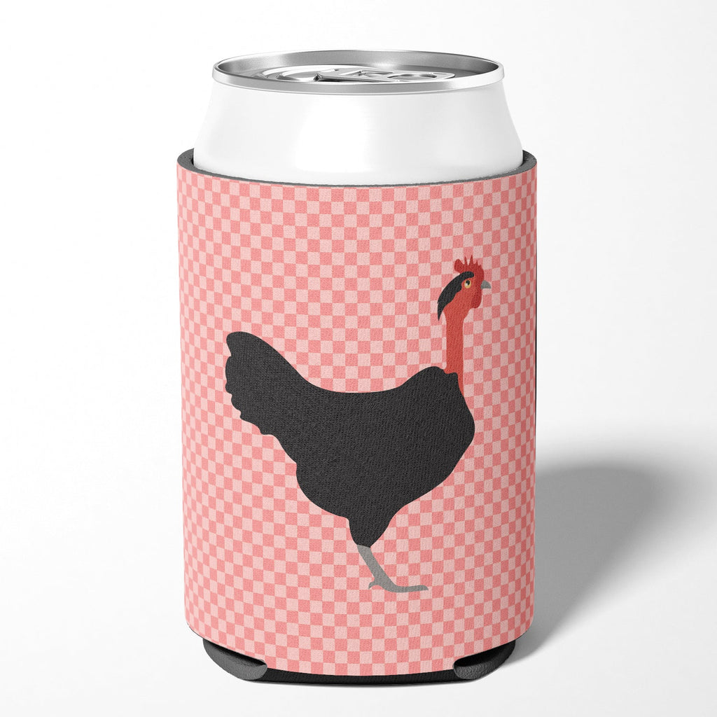 Naked Neck Chicken Pink Check Can or Bottle Hugger Cooler Sleeve for Standard 12 oz Cans, Insulated Foam Beer & Soda Can Hugger Reusable