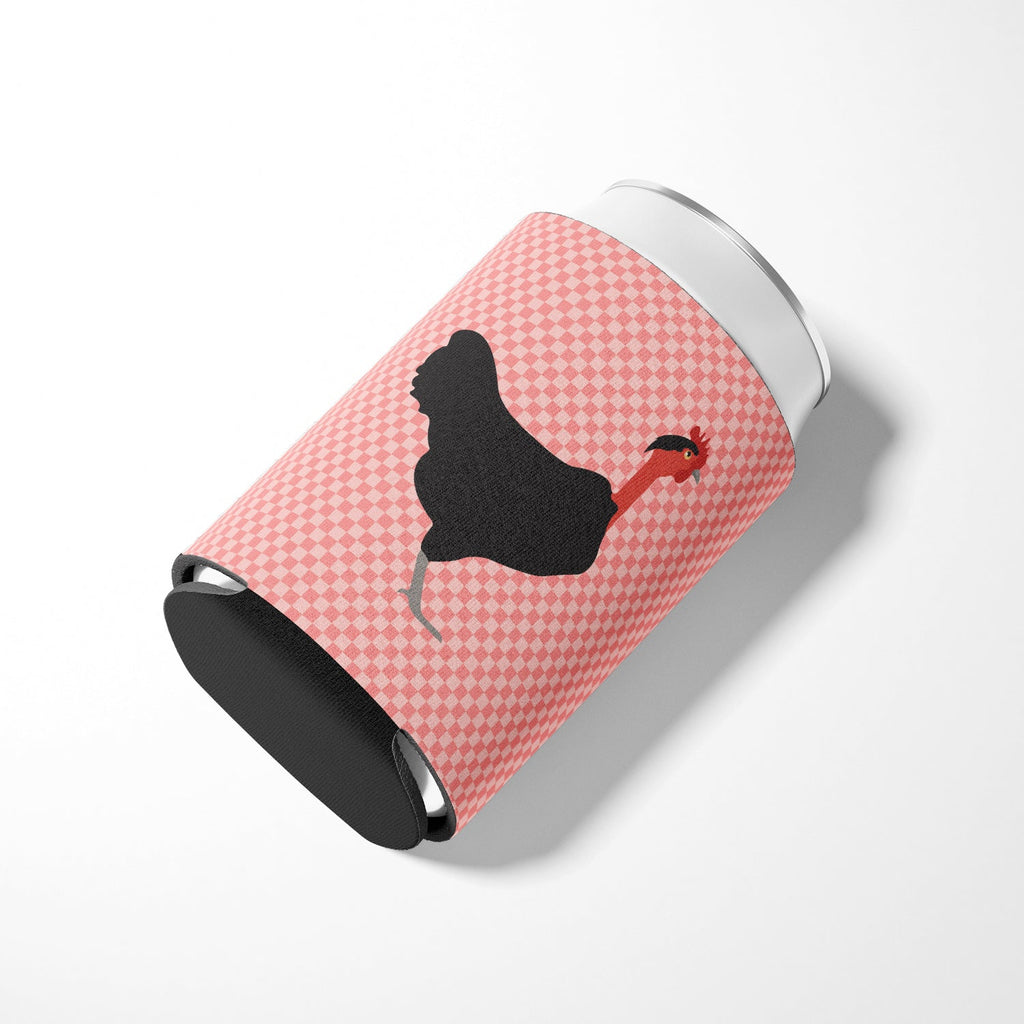 Naked Neck Chicken Pink Check Can or Bottle Hugger Cooler Sleeve for Standard 12 oz Cans, Insulated Foam Beer & Soda Can Hugger Reusable