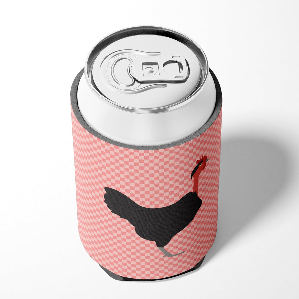 Naked Neck Chicken Pink Check Can or Bottle Hugger Cooler Sleeve for Standard 12 oz Cans, Insulated Foam Beer & Soda Can Hugger Reusable