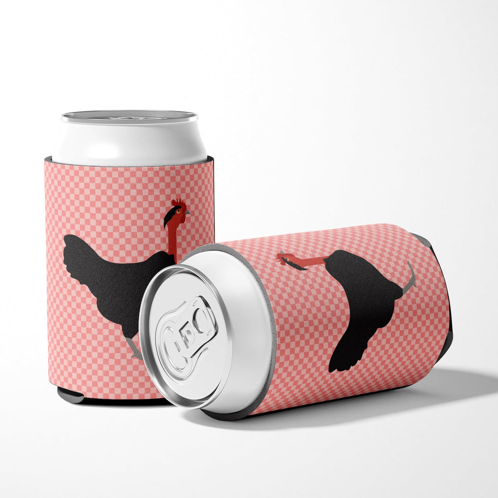 Naked Neck Chicken Pink Check Can or Bottle Hugger Cooler Sleeve for Standard 12 oz Cans, Insulated Foam Beer & Soda Can Hugger Reusable