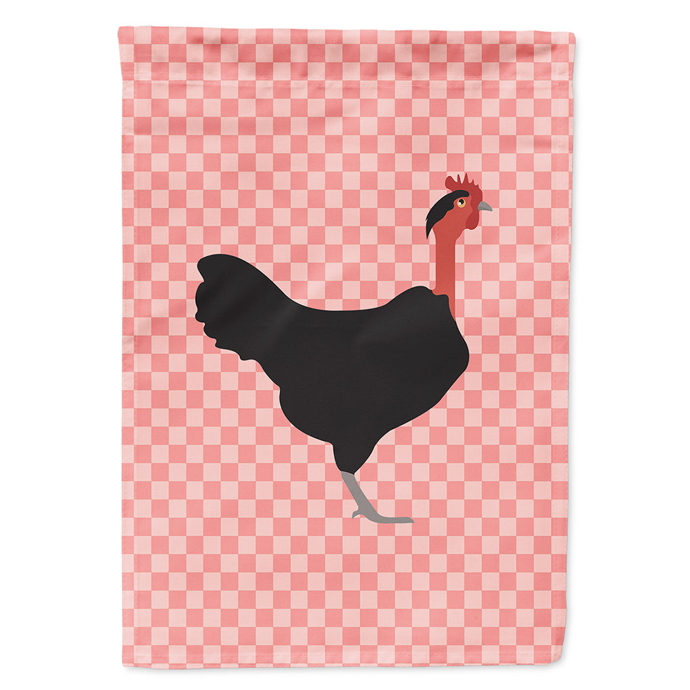 Naked Neck Chicken Pink Check House Flag 28x40 Porch Sleeve Pole Decorative Outside Yard Banner Artwork Wall Hanging, Polyester