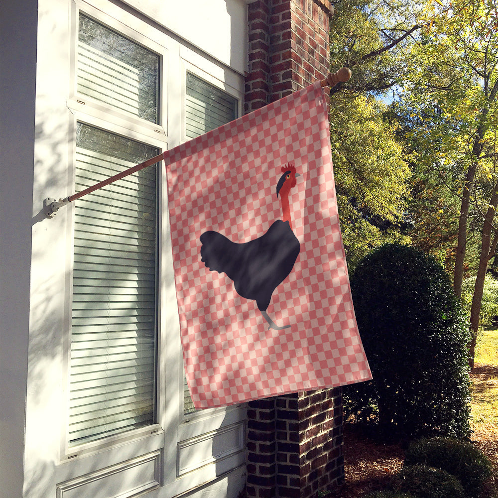Naked Neck Chicken Pink Check House Flag 28x40 Porch Sleeve Pole Decorative Outside Yard Banner Artwork Wall Hanging, Polyester