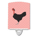 Naked Neck Chicken Pink Check Ceramic Night Light Compact, UL-Certified, Ideal for Bedroom, Bathroom, Nursery, Hallway, Kitchen, 6x4x3, Multicolor