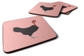 Naked Neck Chicken Pink Check Foam Coasters Set of 4 Cup Coasters for Indoor Outdoor, Tabletop Protection, Anti Slip, Mouse pad Material