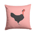 Naked Neck Chicken Pink Check Decorative Throw Pillow 14x14 Indoor Outdoor Accent Cushion, Fabric Cover with Insert for Sofa, Bed, Porch & Living Room