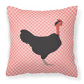 Naked Neck Chicken Pink Check Decorative Throw Pillow 18x18 Indoor Outdoor Accent Cushion, Fabric Cover with Insert for Sofa, Bed, Porch & Living Room