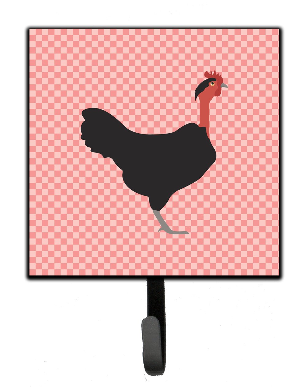 Naked Neck Chicken Pink Check Leash or Key Holder Wall Hooks, Key Hooks Holder, Coat Rack Wall Mount, Coat Hooks, Hooks for Hanging Keys, Towels, Aprons, Leashes