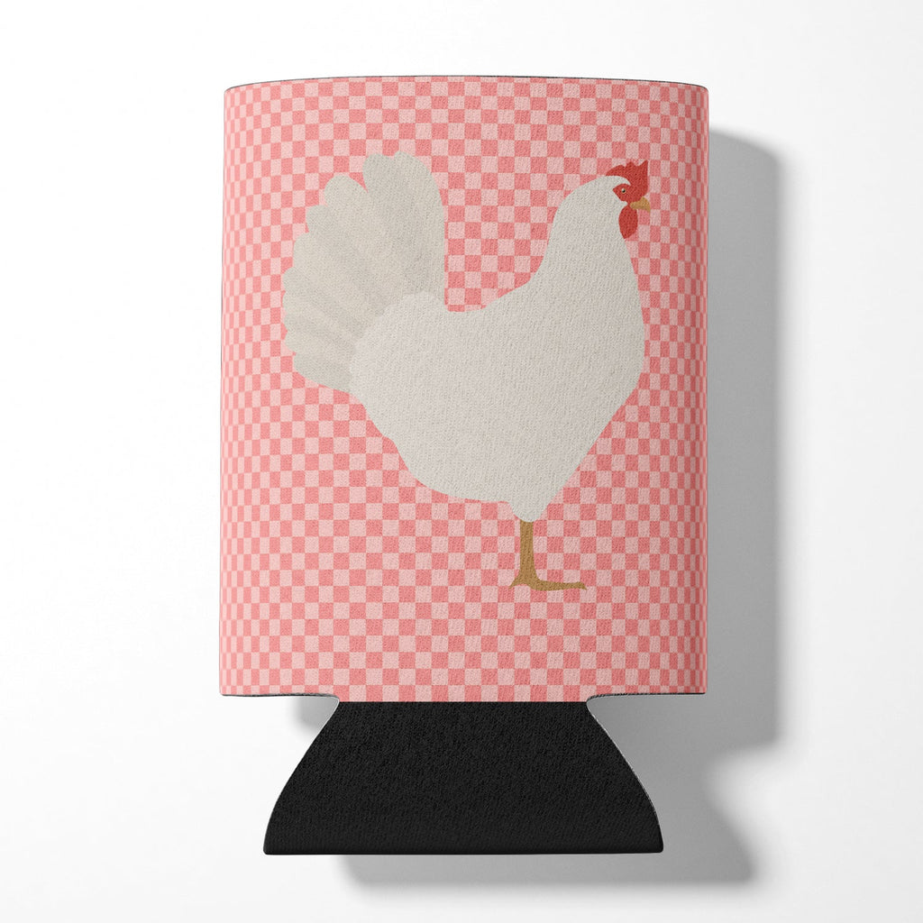 Leghorn Chicken Pink Check Can or Bottle Hugger Cooler Sleeve for Standard 12 oz Cans, Insulated Foam Beer & Soda Can Hugger Reusable