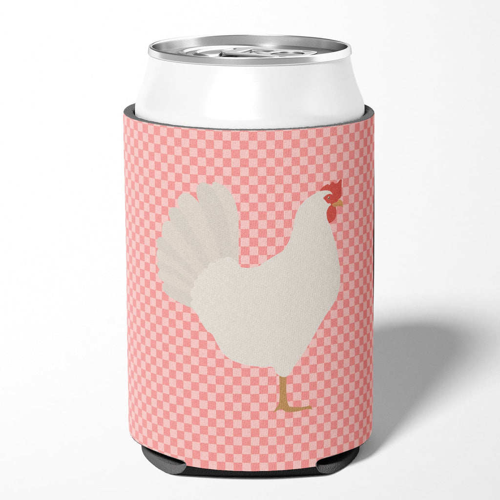 Leghorn Chicken Pink Check Can or Bottle Hugger Cooler Sleeve for Standard 12 oz Cans, Insulated Foam Beer & Soda Can Hugger Reusable