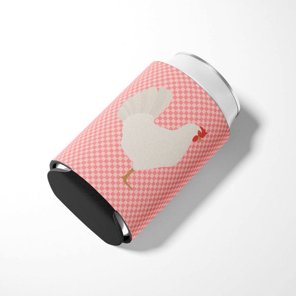 Leghorn Chicken Pink Check Can or Bottle Hugger Cooler Sleeve for Standard 12 oz Cans, Insulated Foam Beer & Soda Can Hugger Reusable