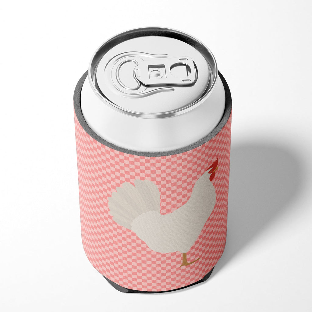 Leghorn Chicken Pink Check Can or Bottle Hugger Cooler Sleeve for Standard 12 oz Cans, Insulated Foam Beer & Soda Can Hugger Reusable