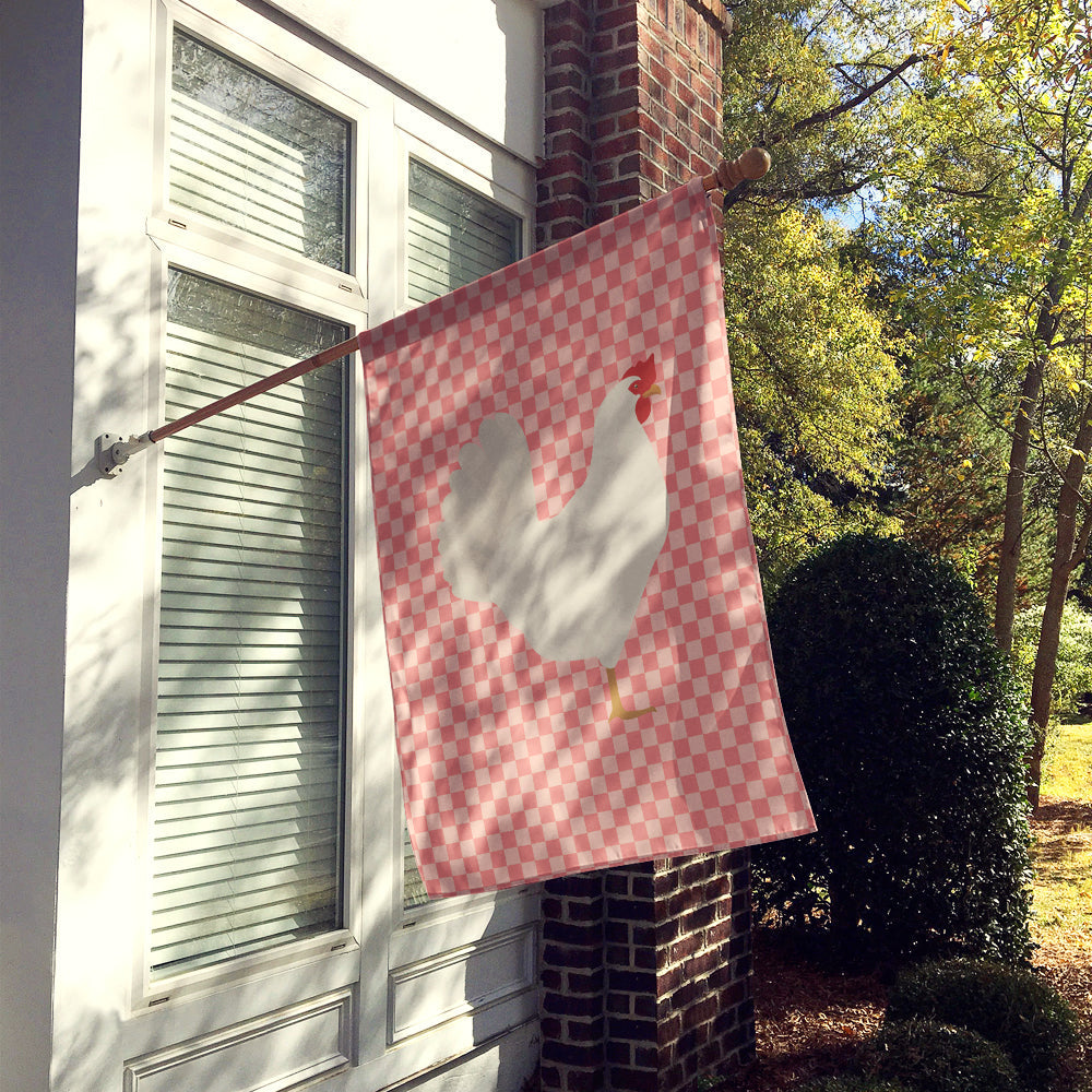 Leghorn Chicken Pink Check House Flag 28x40 Porch Sleeve Pole Decorative Outside Yard Banner Artwork Wall Hanging, Polyester