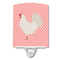 Leghorn Chicken Pink Check Ceramic Night Light Compact, UL-Certified, Ideal for Bedroom, Bathroom, Nursery, Hallway, Kitchen, 6x4x3, Multicolor