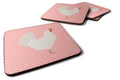 Leghorn Chicken Pink Check Foam Coasters Set of 4 Cup Coasters for Indoor Outdoor, Tabletop Protection, Anti Slip, Mouse pad Material