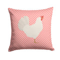 Leghorn Chicken Pink Check Decorative Throw Pillow 14x14 Indoor Outdoor Accent Cushion, Fabric Cover with Insert for Sofa, Bed, Porch & Living Room