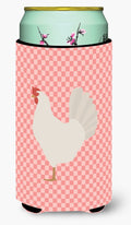 Leghorn Chicken Pink Check Tall Boy Hugger Can Cooler Sleeve Machine Washable Drink Collapsible Insulator Beverage Insulated Holder