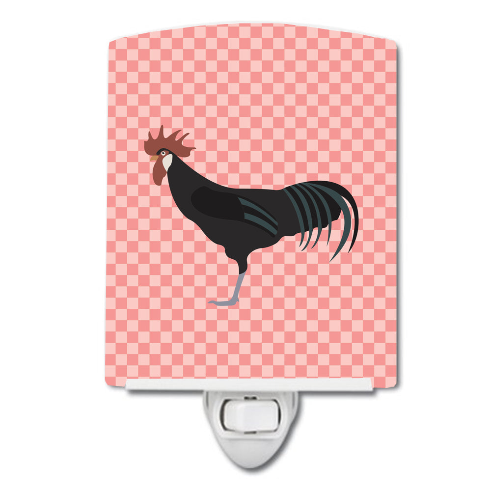 Minorca Ctalalan Chicken Pink Check Ceramic Night Light Compact, UL-Certified, Ideal for Bedroom, Bathroom, Nursery, Hallway, Kitchen, 6x4x3, Multicolor