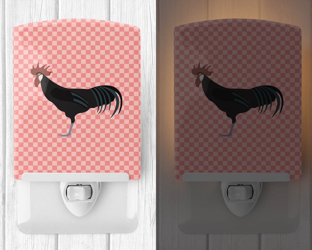 Minorca Ctalalan Chicken Pink Check Ceramic Night Light Compact, UL-Certified, Ideal for Bedroom, Bathroom, Nursery, Hallway, Kitchen, 6x4x3, Multicolor