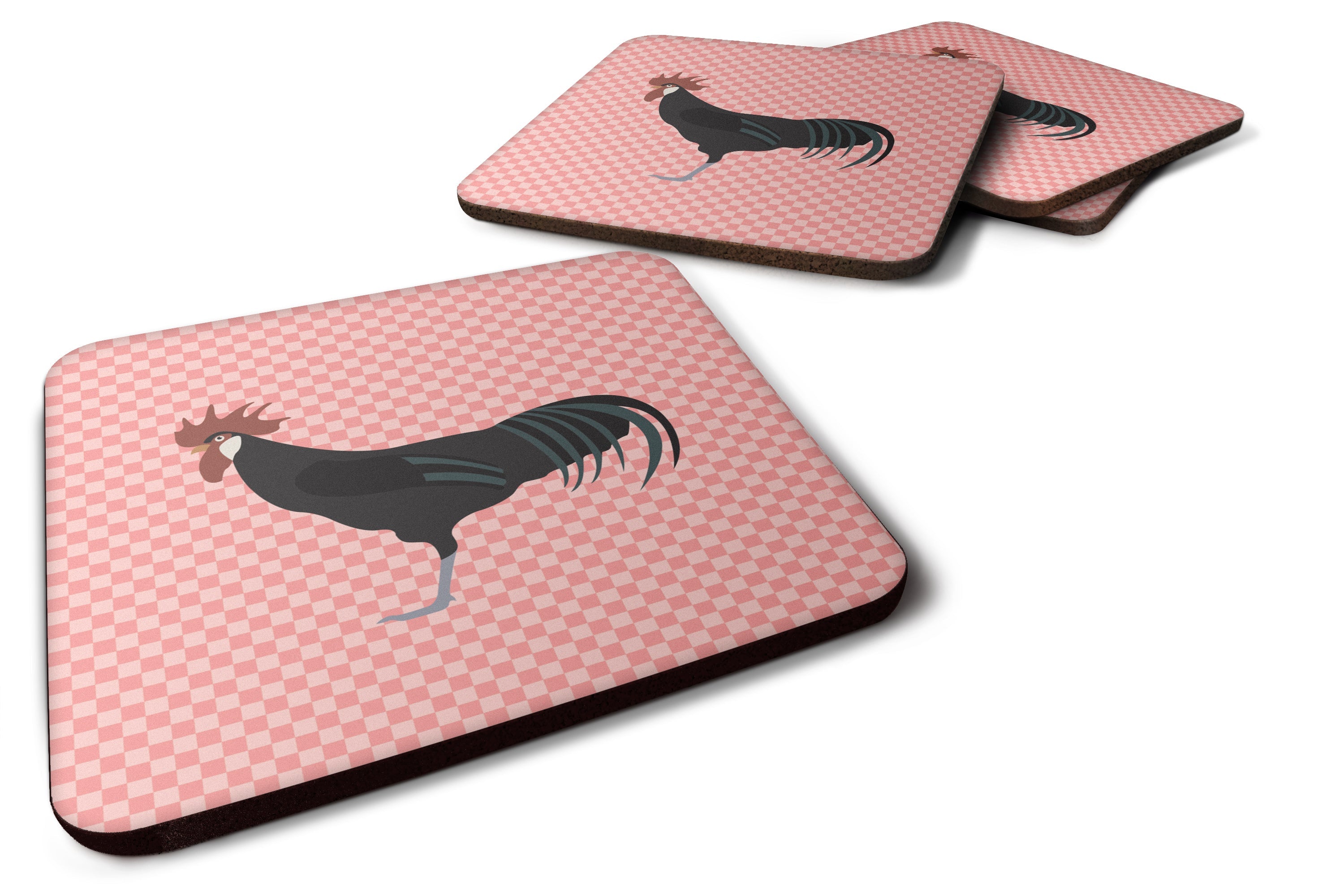 Minorca Ctalalan Chicken Pink Check Foam Coasters Set of 4 Cup Coasters for Indoor Outdoor, Tabletop Protection, Anti Slip, Mouse pad Material