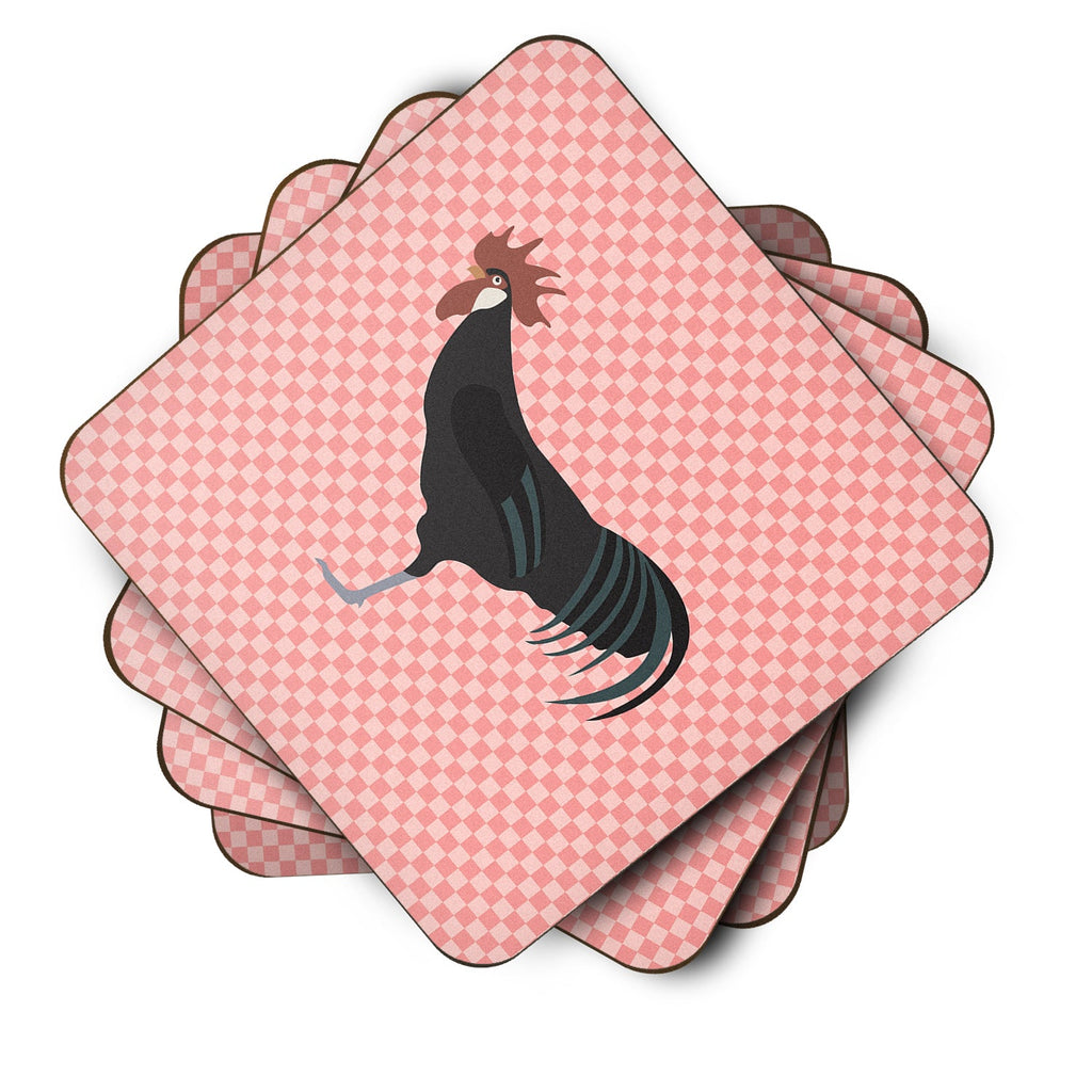 Minorca Ctalalan Chicken Pink Check Foam Coasters Set of 4 Cup Coasters for Indoor Outdoor, Tabletop Protection, Anti Slip, Mouse pad Material