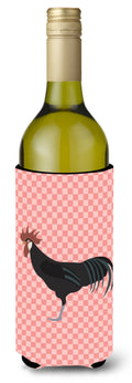 Minorca Ctalalan Chicken Pink Check Wine Bottle Hugger Gift Sleeve for Standard 750 ml Bottles, Insulated Reusable Also Fits Mini Shot & Pint Bottles