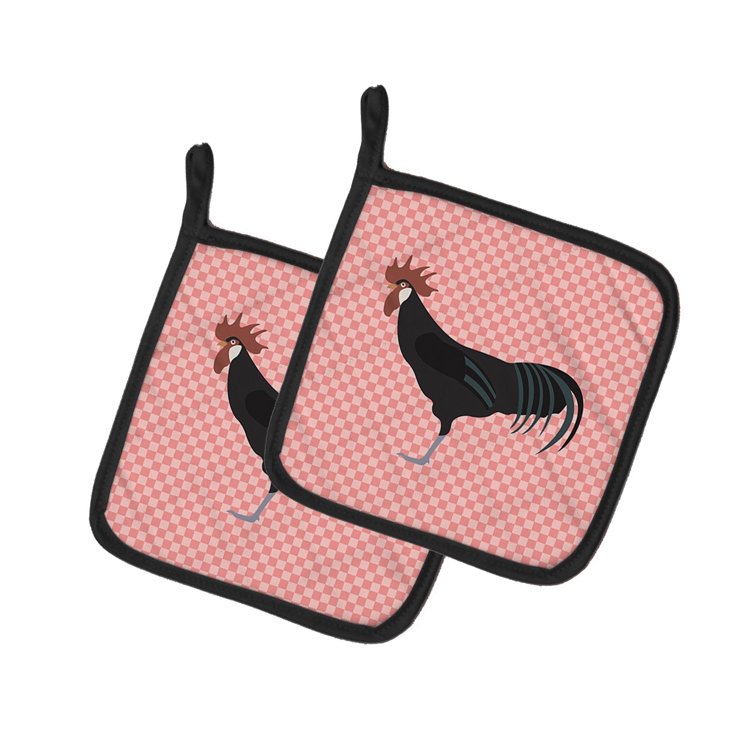 Minorca Ctalalan Chicken Pink Check Pot Holder Set of 2 Heat Resistant Quilted Hot Pads 7.5 x 7.5 Inch, Insulated Kitchen Trivets for Cooking & Baking