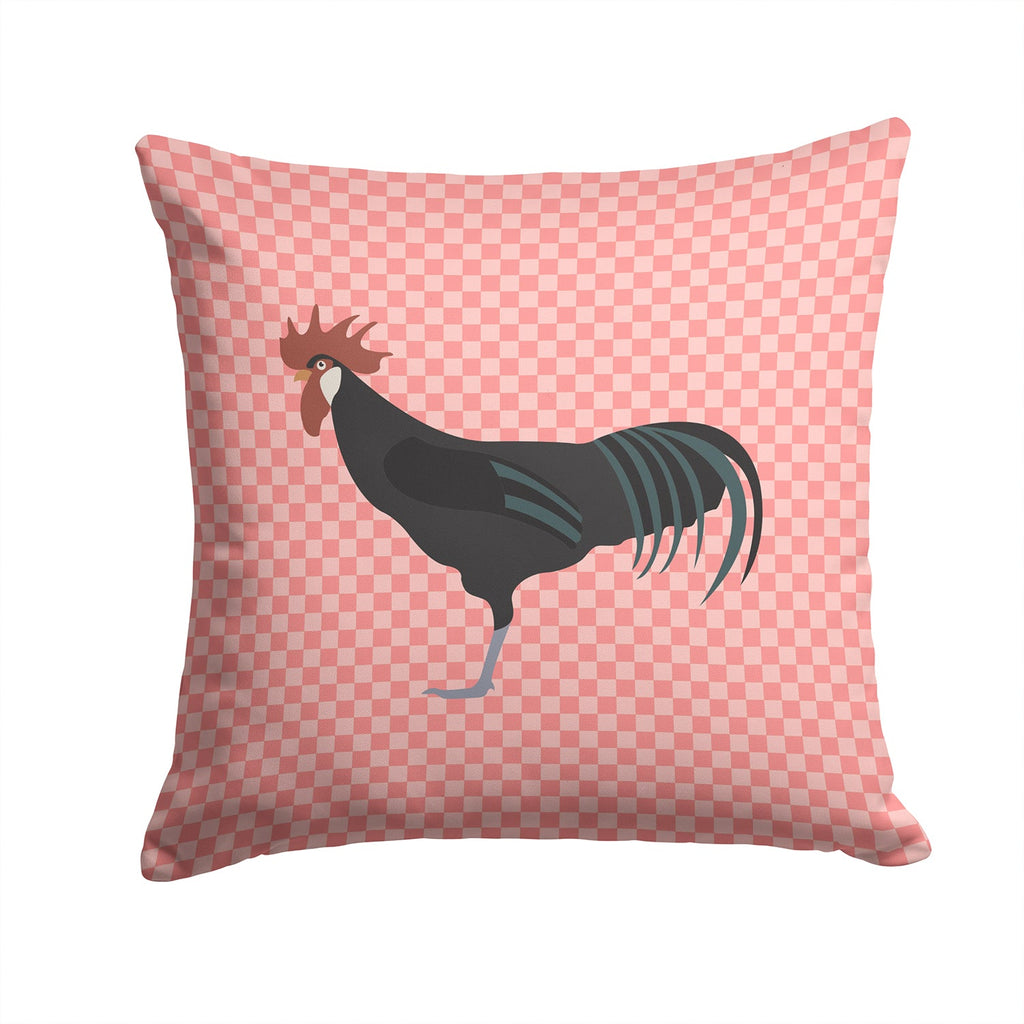 Minorca Ctalalan Chicken Pink Check Decorative Throw Pillow 14x14 Indoor Outdoor Accent Cushion, Fabric Cover with Insert for Sofa, Bed, Porch & Living Room