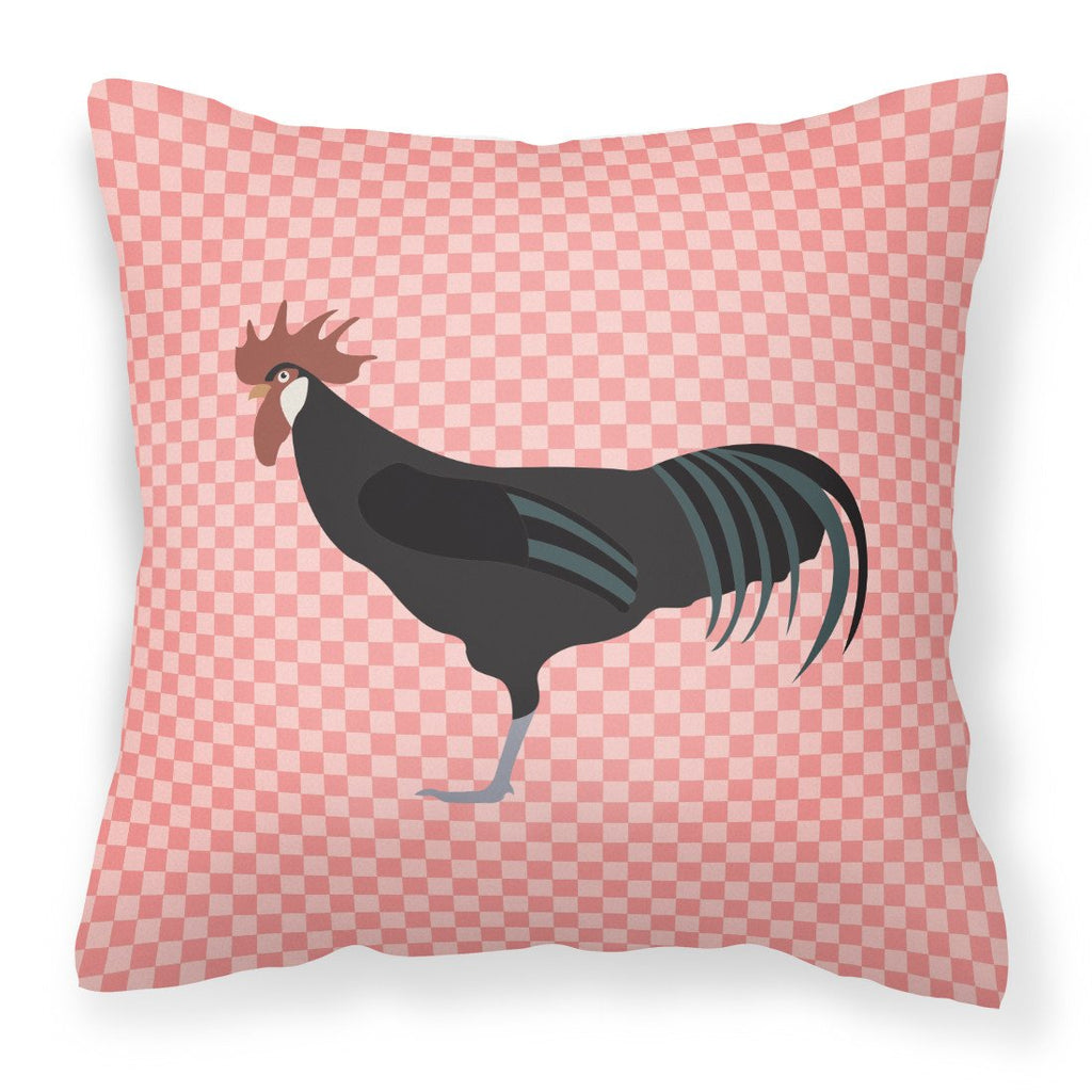 Minorca Ctalalan Chicken Pink Check Decorative Throw Pillow 18x18 Indoor Outdoor Accent Cushion, Fabric Cover with Insert for Sofa, Bed, Porch & Living Room