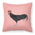 Minorca Ctalalan Chicken Pink Check Decorative Throw Pillow 18x18 Indoor Outdoor Accent Cushion, Fabric Cover with Insert for Sofa, Bed, Porch & Living Room