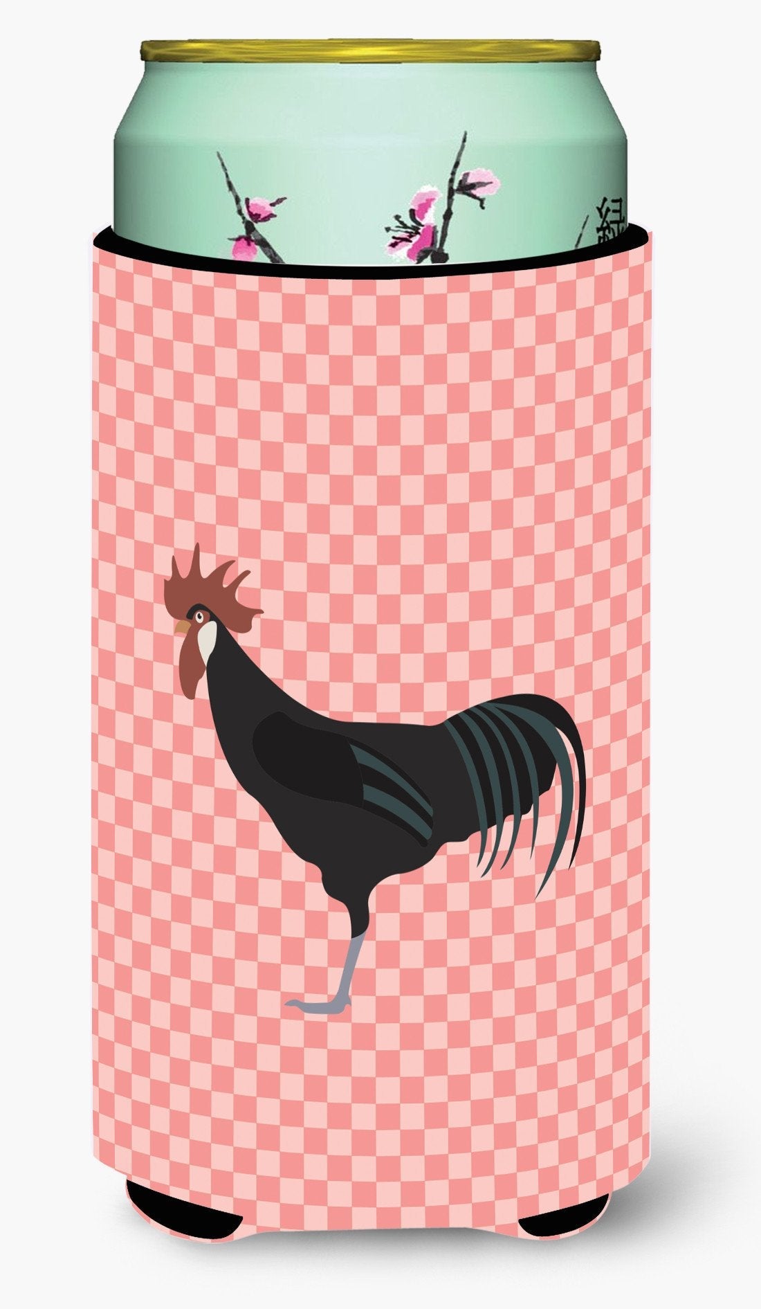 Minorca Ctalalan Chicken Pink Check Tall Boy Hugger Can Cooler Sleeve Machine Washable Drink Collapsible Insulator Beverage Insulated Holder